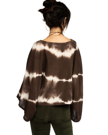 achterkant boho bruine tye-die top