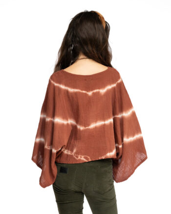 achterkant boho bruine tye-die top