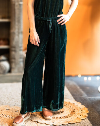groene velvet viscose pantalon