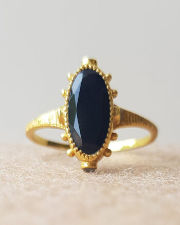 vergulde boho ring zwarte onyx steen