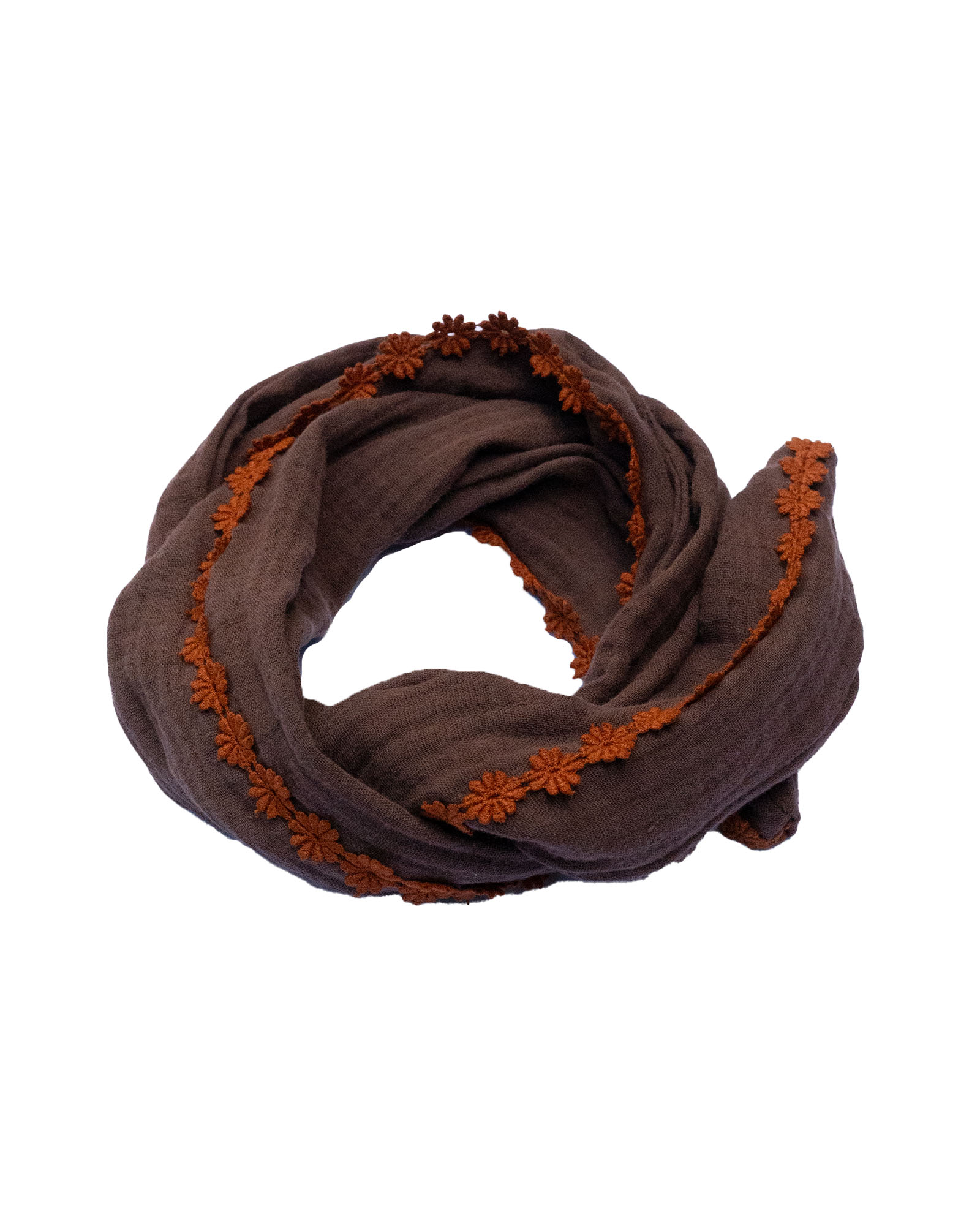 Boho Haarband “Luna” – Bruin met Caramel Bloemetjesbandje