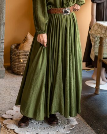 Groene katoenen rok close-up