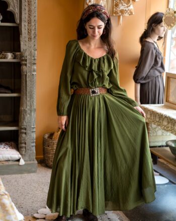 Groene lange boho rok ‘Liora’ – voorkant