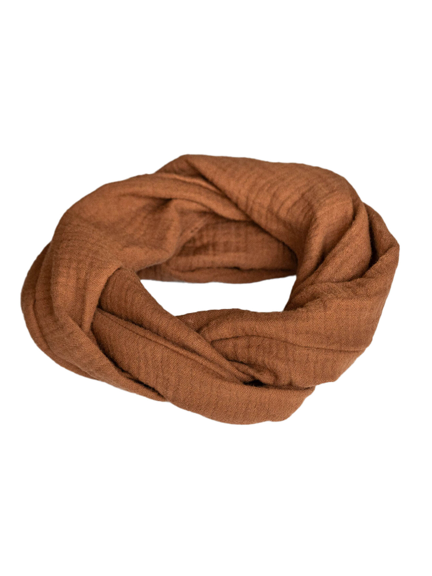 Handgemaakte boho haarband ‘Willow’ melkchocoladebruin – strikvorm