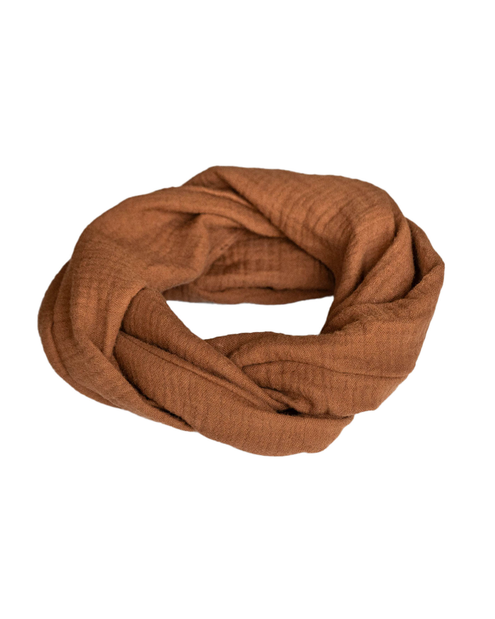 Handgemaakte boho haarband ‘Willow’ melkchocoladebruin – strikvorm