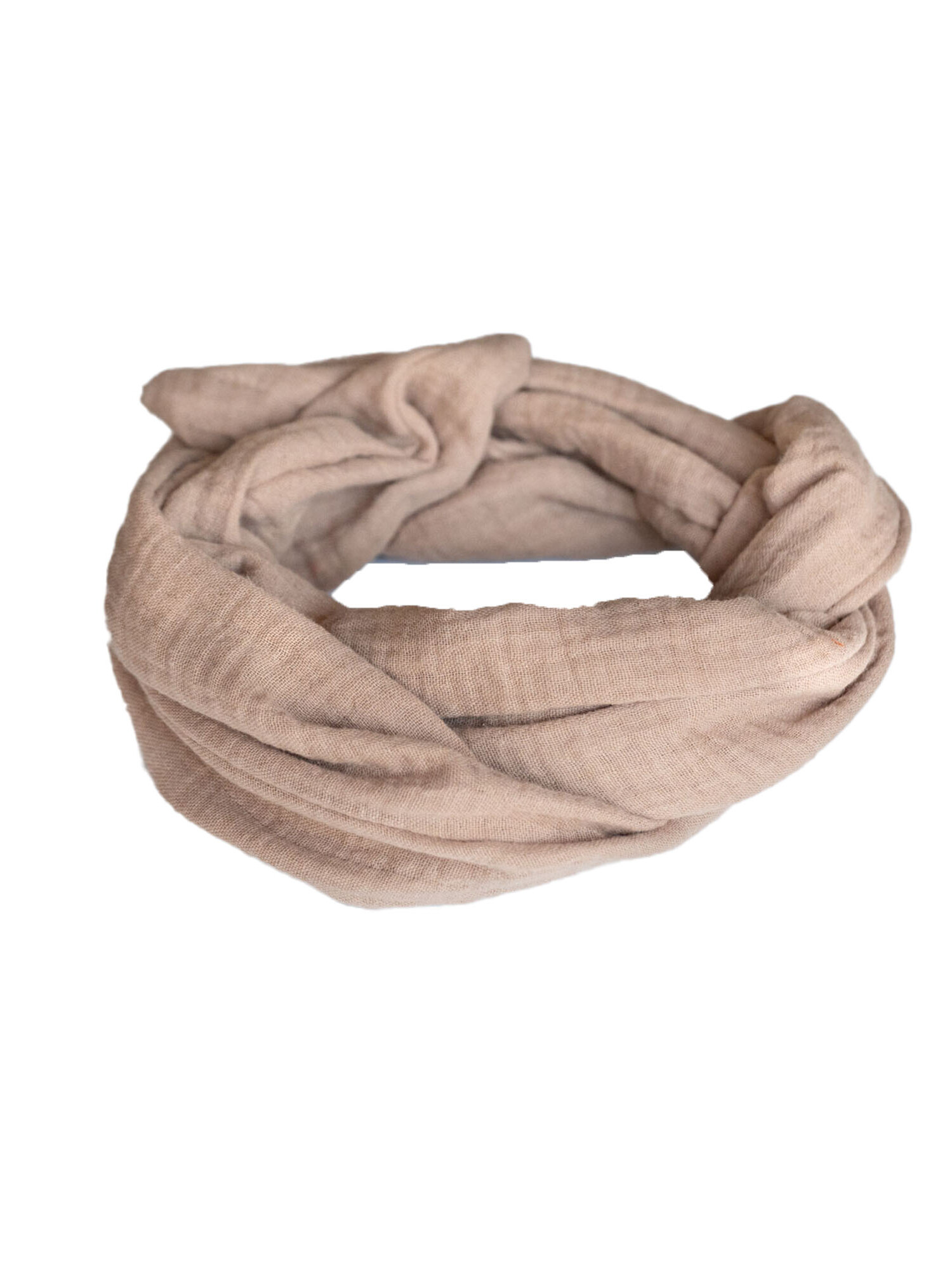Handgemaakte boho haarband ‘Ayla’ taupe – strikvorm