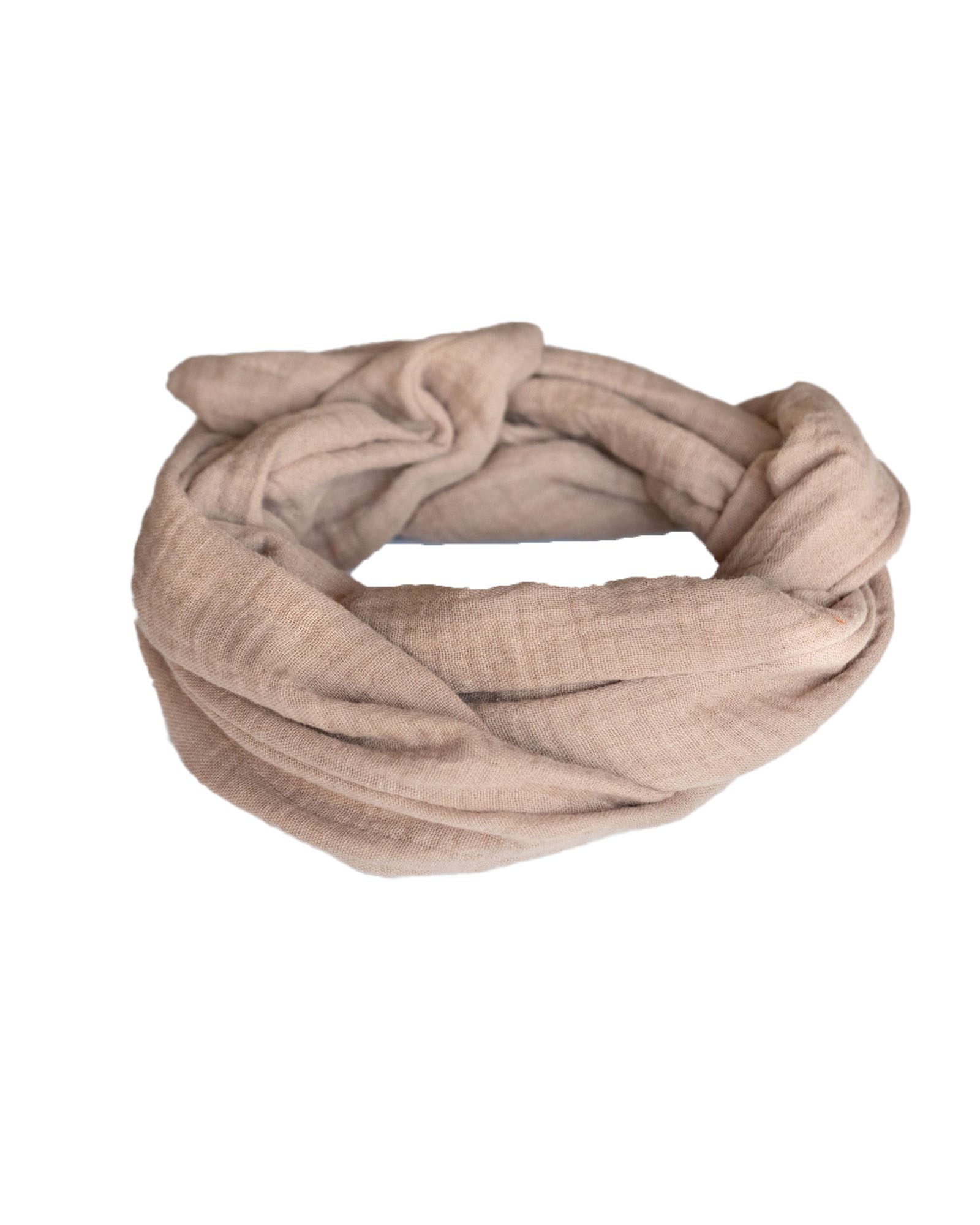 Handgemaakte boho haarband ‘Ayla’ taupe – strikvorm