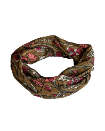Boho blockprint haarband ‘Mira’ olijfgroen – voorkant