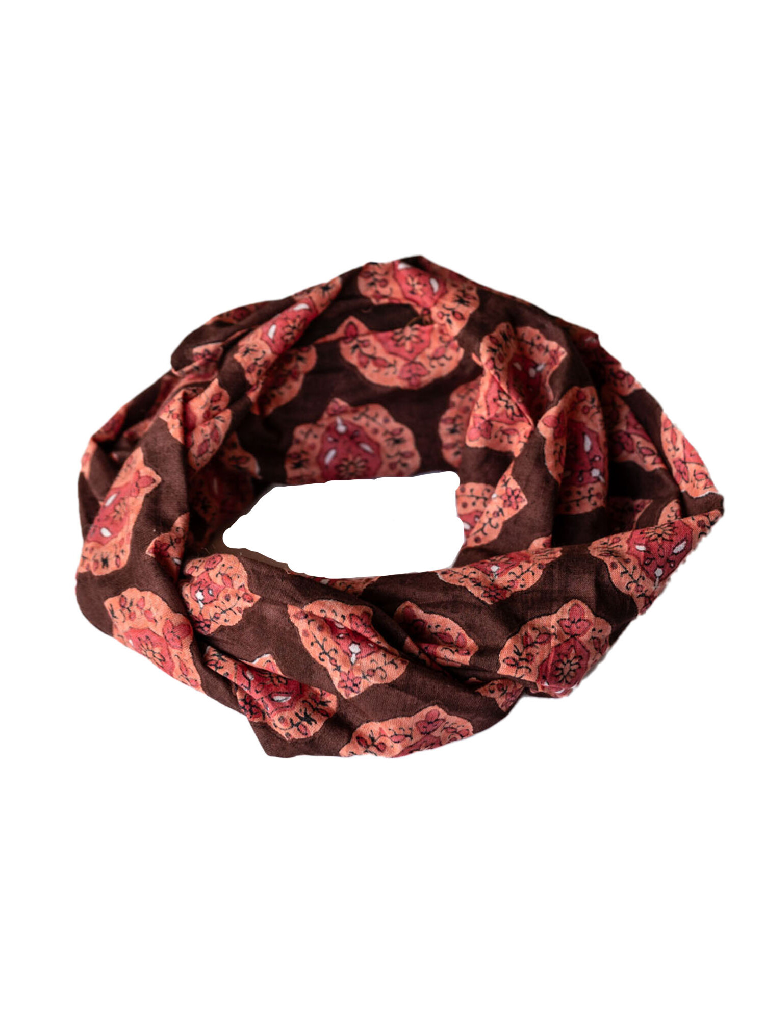 Boho blockprint haarband ‘Sanya’ donkerbruin – voorkant