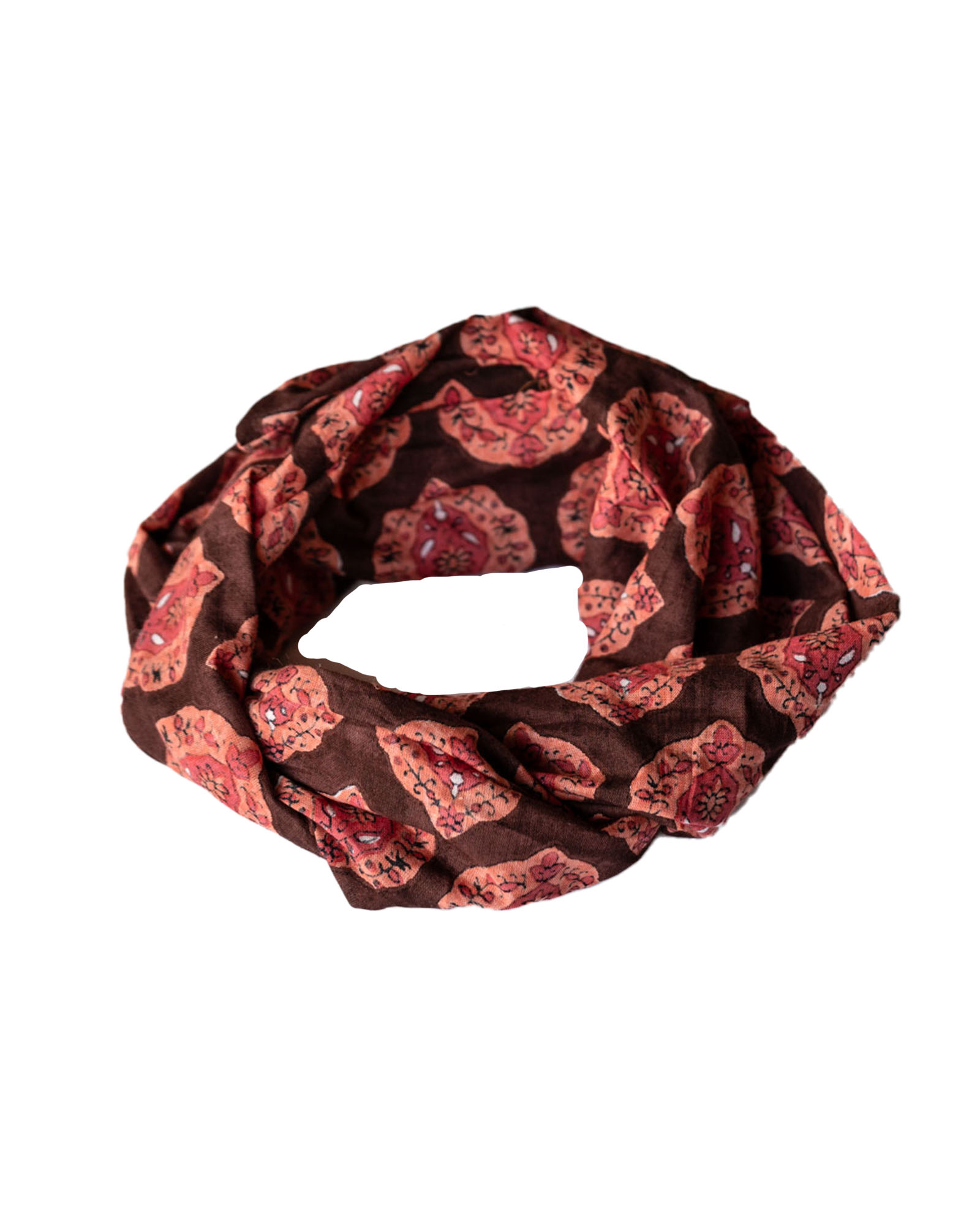 Boho blockprint haarband ‘Sanya’ donkerbruin – voorkant